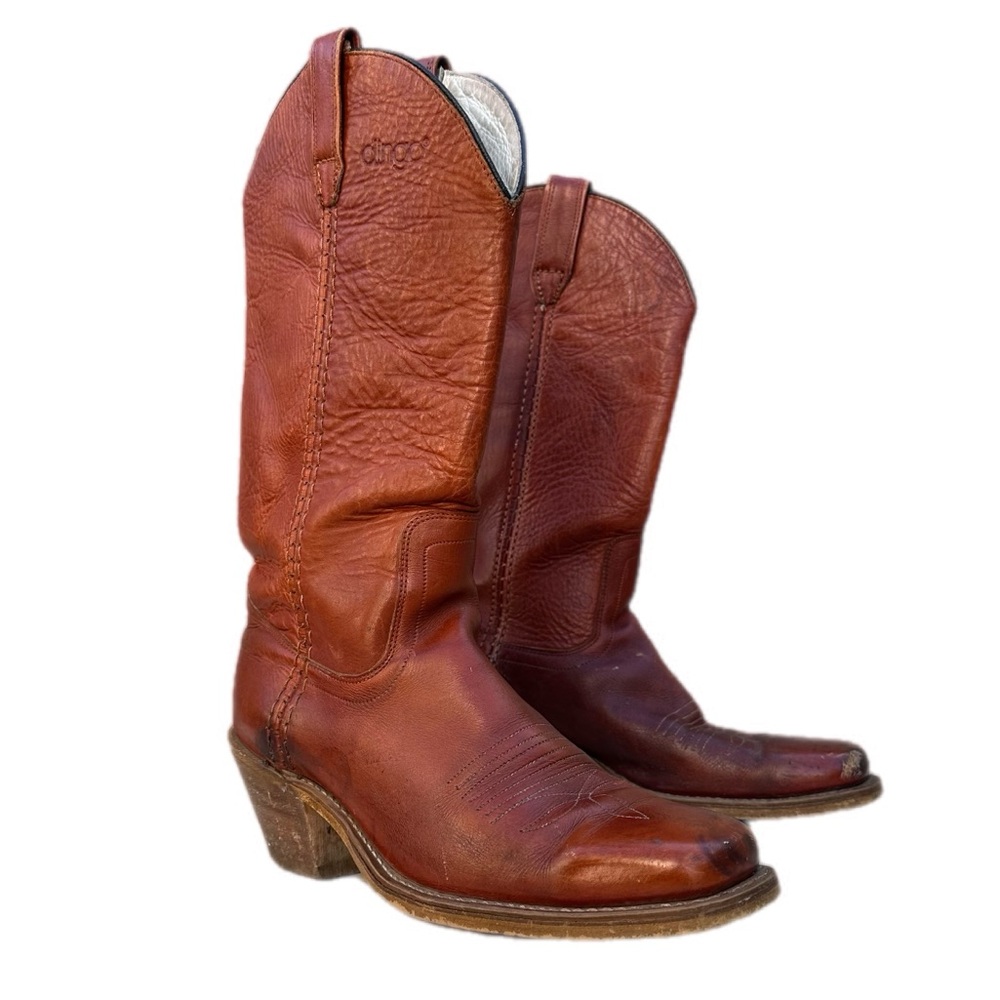 Vintage Dingo Rust Brown Leather Western Boots | Classic Cowboy | Size 8D